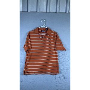 Crable Sportswear Polo Shirt Mens Medium Orange Good Texas Longhorns Striped